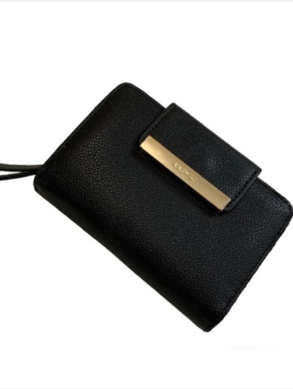 Nine West Laney Compact Black Texture Synthetic Wallet Purse Clutch Quiet Luxury
